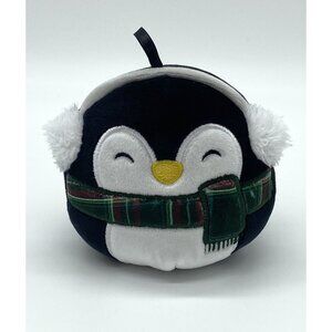 Squishmallow Holiday Christmas Ornament Luna Penguin Ear Muffs Green Scarf 4”